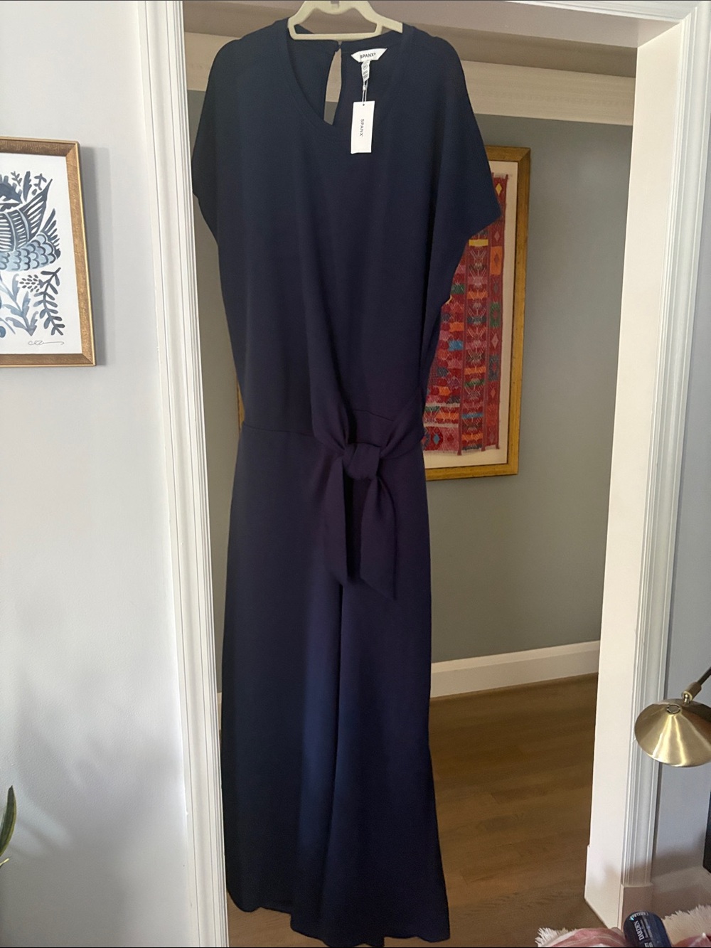 SPANX Navy Tie-Front Jumpsuit
